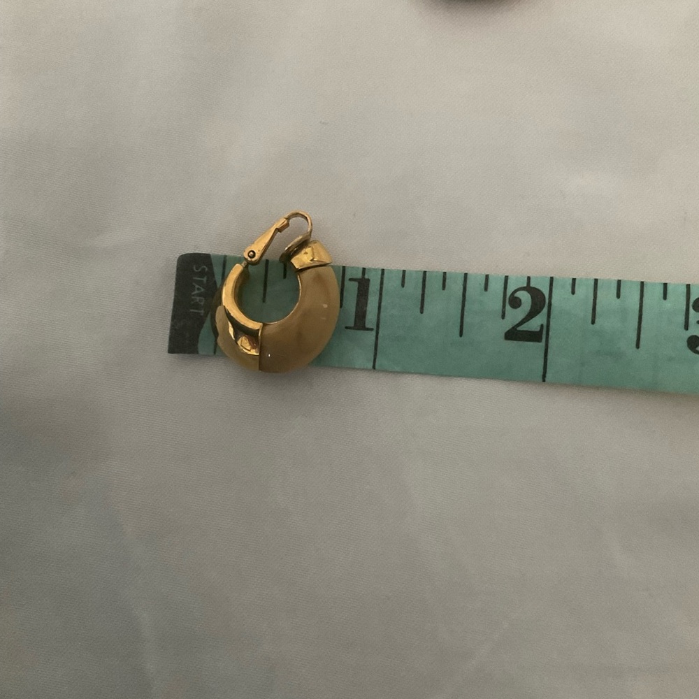 Vintage Trifari Gold and Tan Hoop Earrings - Picture 5 of 5